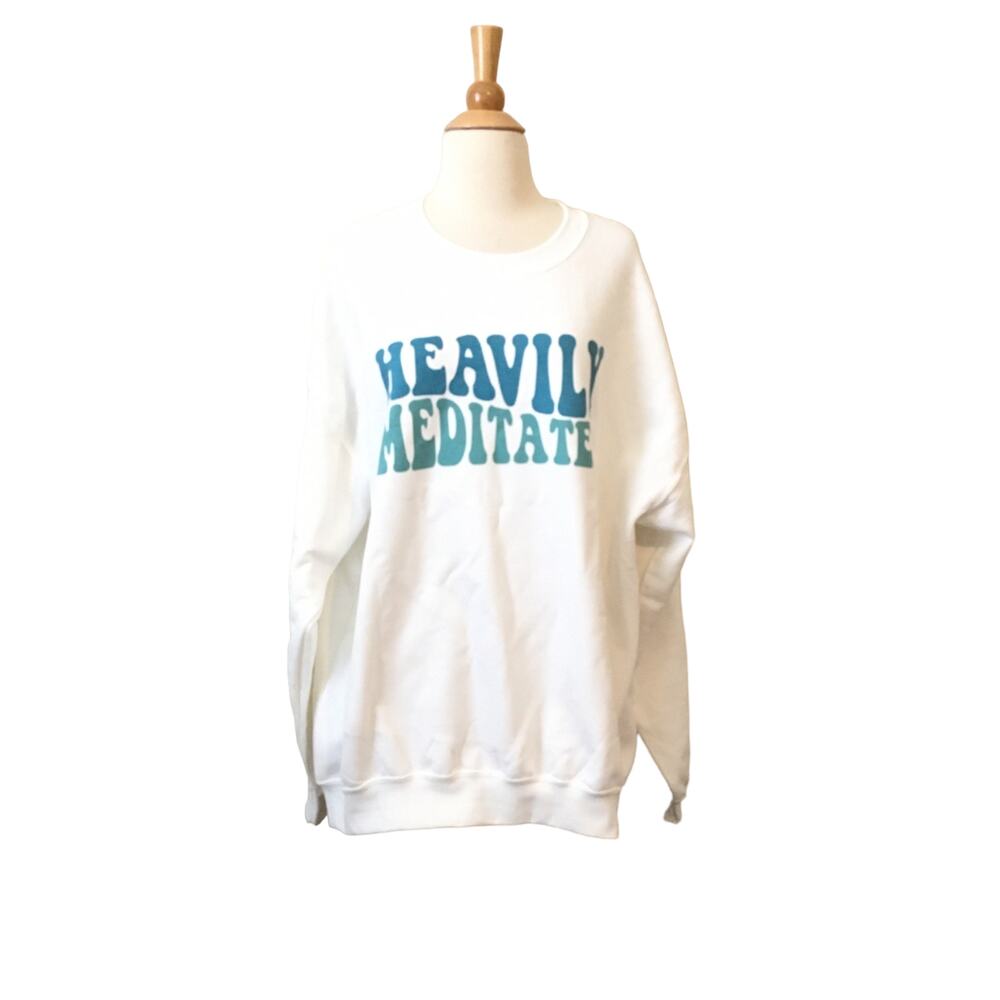 Heavily Meditated Sweatshirt, Yoga Sweatshirt, Gildan Unisex Sweatshirt, Size XL - Picture 3 of 5